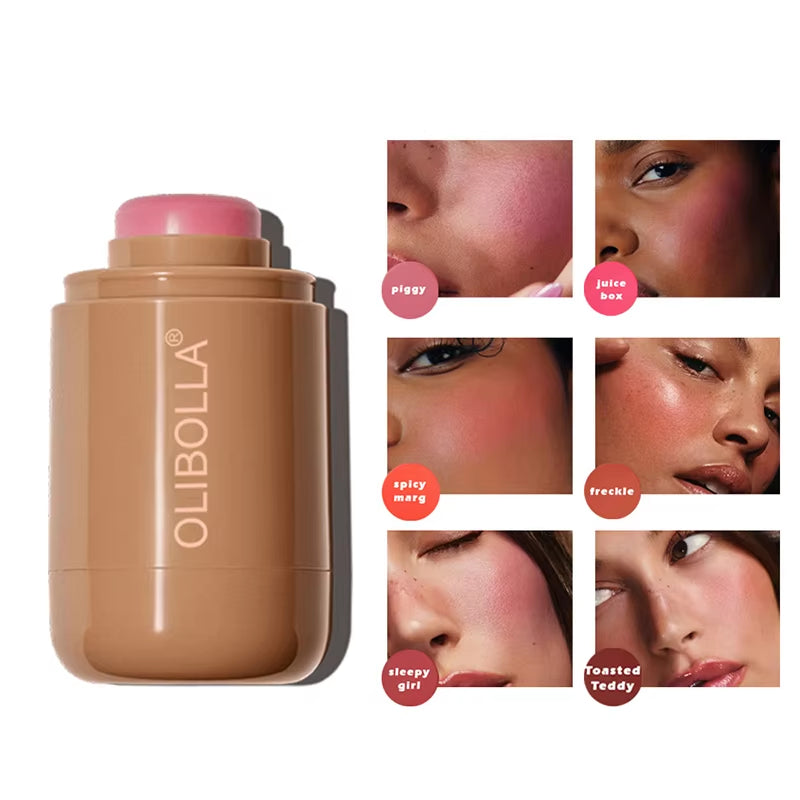 3-In-1 Magic Blush Stick Cheek Lip Tinted Moistured Blush Stick Silky Brighten Blush Cream Blusher Cosmetics Tubes Matte Contour