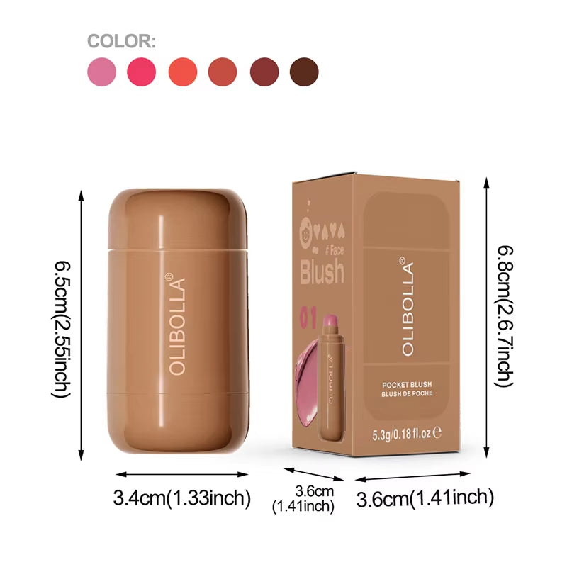 3-In-1 Magic Blush Stick Cheek Lip Tinted Moistured Blush Stick Silky Brighten Blush Cream Blusher Cosmetics Tubes Matte Contour